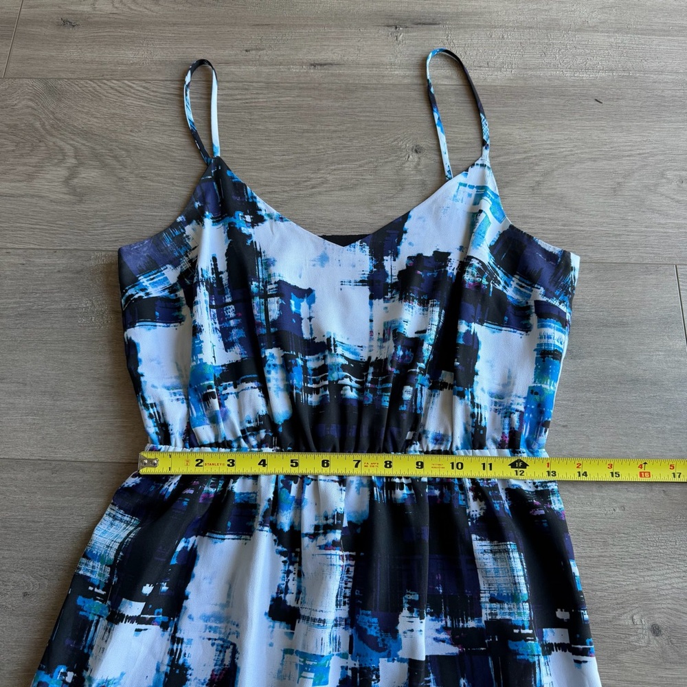 Vince Camuto Blue Black White Abstract Print Midi Dress - Picture 2 of 9